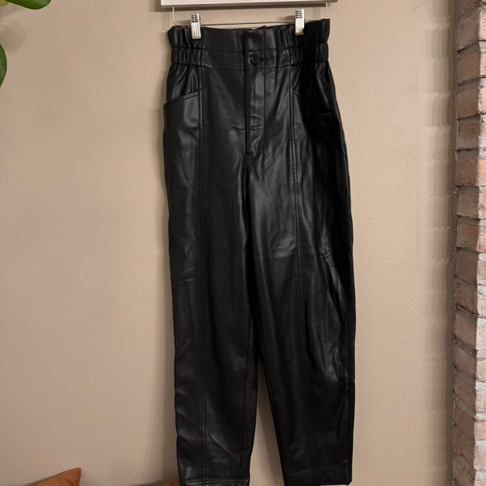 MADEWELL Vegan‎ Leather Pull-On Paperbag Pants - Picture 2 of 7